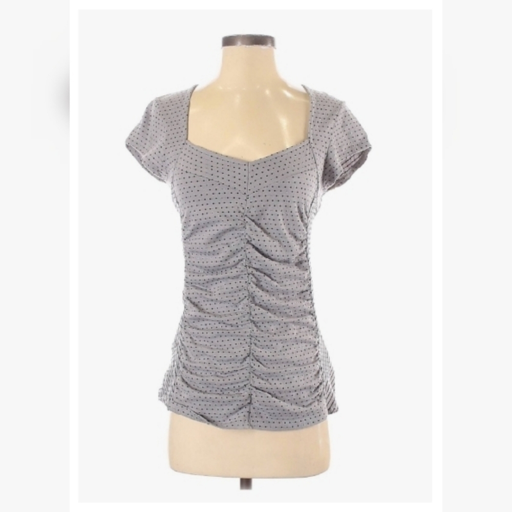 Anthro Postmark Polkadot Ruched Sweetheart Top‎ XS